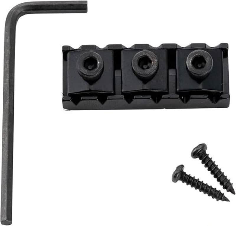 43mm Steel Guitar Locking Nut String Lock for Floyd Rose Double Locking tremolo System Bridge Electric Guitar Replacement, Black image 1