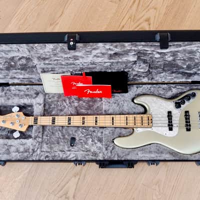 2017 Fender American Elite Jazz Bass V 5 String Near Mint Champagne w/ Case & Tags image 16