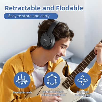 Active Noise Cancelling Headphones, Wireless Headphones Over Ear Bluetooth Headphones with Microphone, Transparency Mode, 70H Playtime, Hi-Res Audio, Deep Bass, Bluetooth 5.3, Lightweight Design,Black image 4