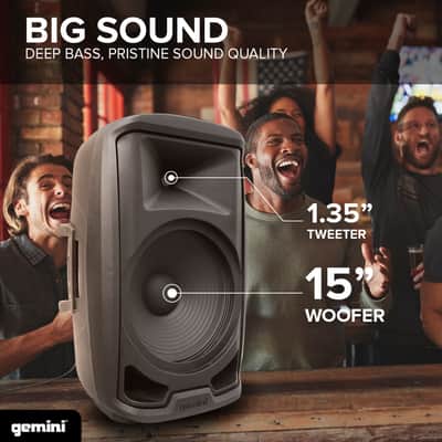 Gemini Sound AS-2115BT-LT-PK 2000W Bluetooth Active DJ PA Speaker System with Stand and Microphone image 14