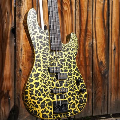 Schecter USA CUSTOM SHOP Model-T Black/Gold Satin Crackle 4-String Electric Bass Guitar w/ Black Tolex Case (2025) image 10