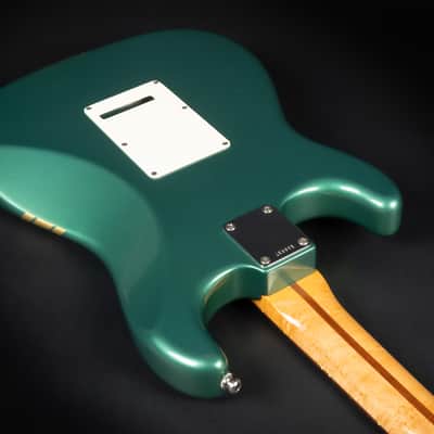 2012 Fender Custom Shop Custom Deluxe Stratocaster - Sherwood Green with Gold Racing Stripes | COA OHSC image 16