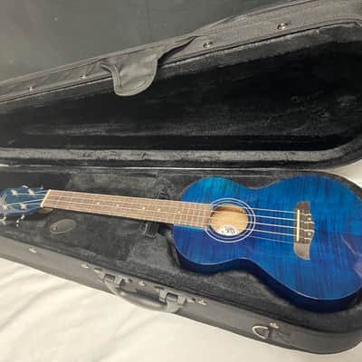 Oscar Schmidt OU2TFTBL-A Tenor Flame Mahogany Ukulele NEW uke Blue OU2 w/ lightweight case-Blemished image 1