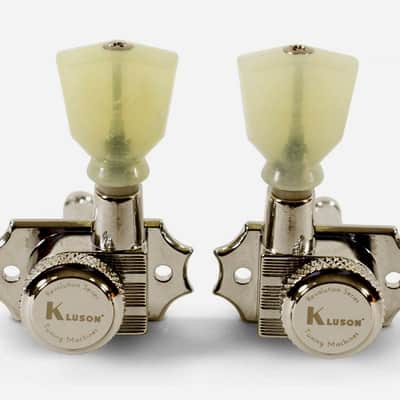 Kluson Revolution Locking Tuners 3x3 Pearloid keystone button - Nickel KRGL-3-NP image 1