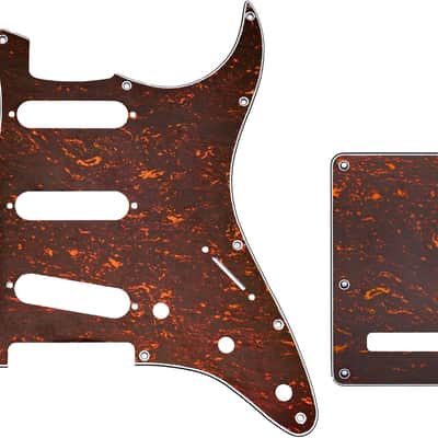 SSS 11 Holes Strat Electric Guitar Pickguard and BackPlate Set for Fender US/Mexico Made Standard Stratocaster Modern Style Electric Guitar Parts,4Ply Red Tortoise image 1