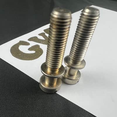 Faber  Aged Vintage style tailpiece studs, gloss nickel, INCH set with anchor   Germany steel pure SET image 6