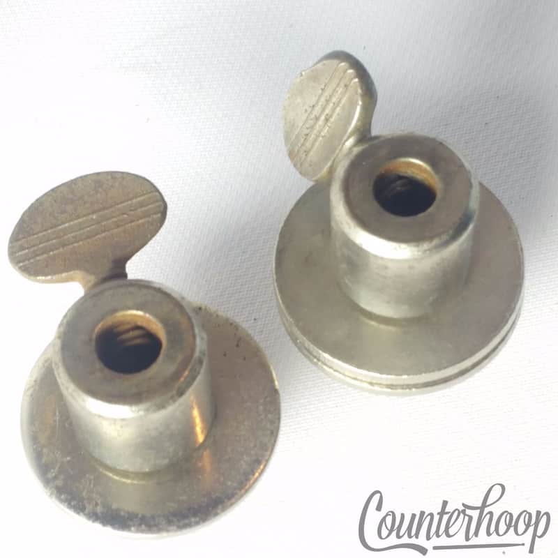 *Walberg&Auge Bass Drum Disappearing Spur Mounts Receivers 2x Set Nickel Vintage image 1