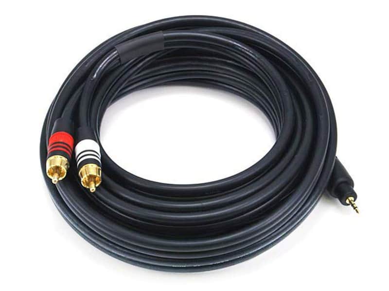 Monoprice 105608 15-Feet Premium 2.5-Meters Stereo Male to 2RCA Male 22AWG Cable - Black image 1