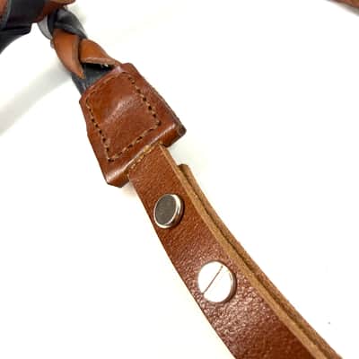 Walker And Williams M-51-CHT/BLK Throwback Series Chestnut Brown And Black Grain Leather "Twist" Mandolin Strap image 5