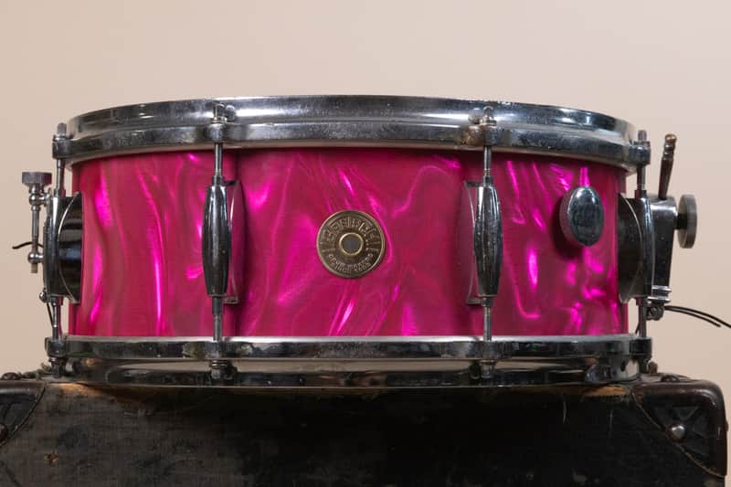 Vintage Gretsch 5.5x14 Pink Satin Flame Model 4157 Snare Drum image 1