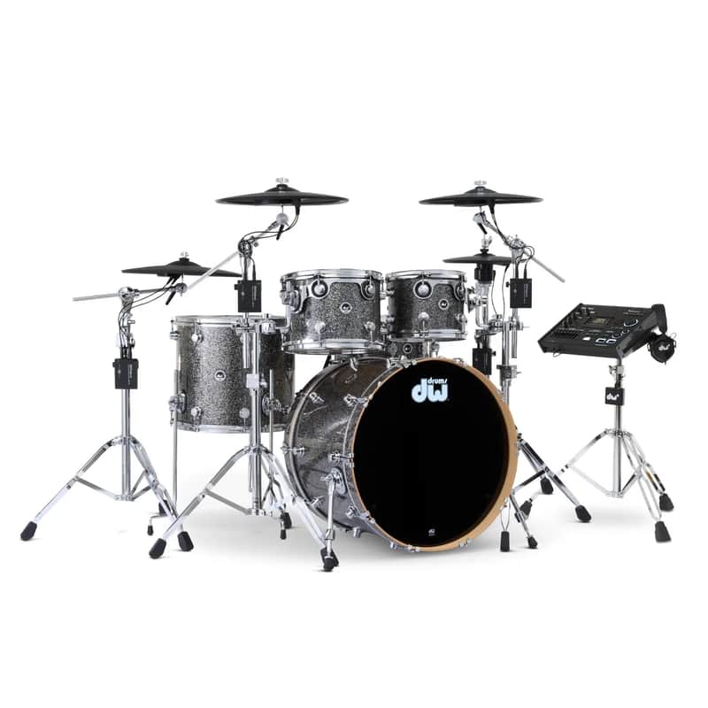 DW DWe 5pc Complete Electronic/Acoustic Drum Set w/Roland Cymbals & V71 Black Galaxy image 1
