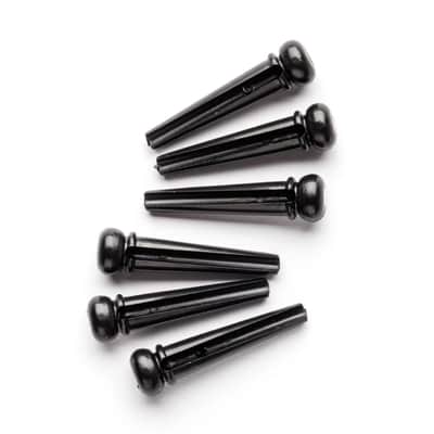Standard Guitar Bridge Pin Set of 6 - Black with White Dot image 2