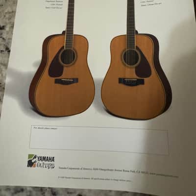 Yamaha DW Dreadnought Acoustic Brochure DW6 DW8 1999 DW8VRS DW10 image 3