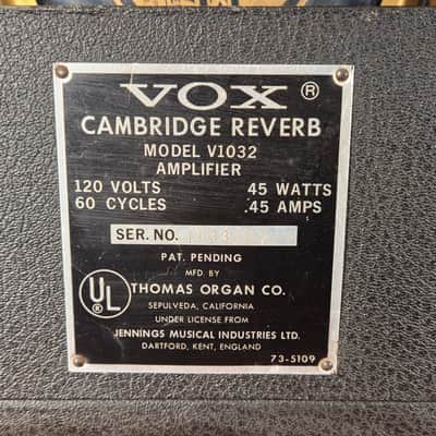 1960’s Vox V1032 Cambridge Reverb 18-Watt 1x10" Guitar Combo Serviced image 14