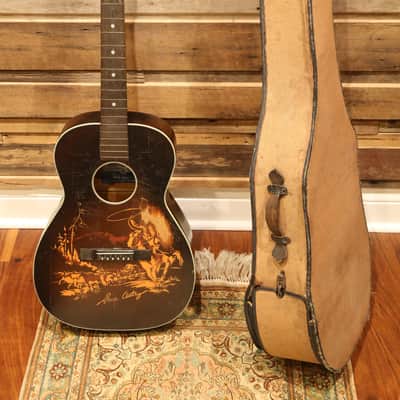 1935 Roundup Supertone Gene Autry Acoustic Guitar with Original Case Worldwide Shipping image 1
