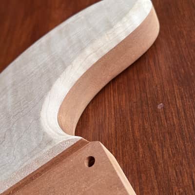 High End Offset Bass Body – Unfinished THICK Curly Maple Top, Solid ONE piece Mahogany Back, Front Routed NOS- limited luthier supply R4 image 19