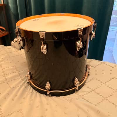 Ayotte Custom Piano black gloss wood hoop maple drum kit 22/12/14/16 image 19