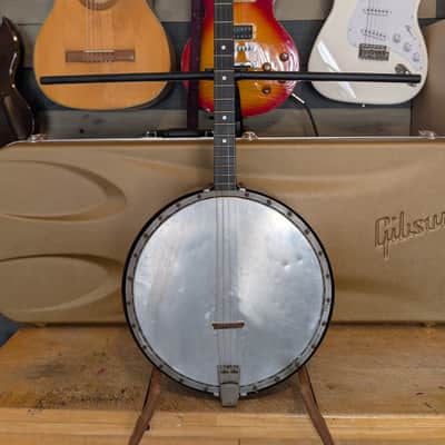 Tenor Pot Frying Pan Tenor Banjo Pre War Depression Era Original Playable Folk Art Vintage Early Century image 1