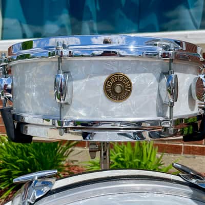 1960s Gretsch Progressive Jazz Drum Set White Marine Pearl 20/12/14 w/ 4x14 Snare image 4