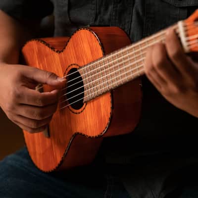 Ortega RGLE18FMH Mini Travel Series Solid Flamed Mahogany Top Mahogany Neck 1/8 Size 6-String Acoustic-Electric Guitar w/Gig Bag image 12