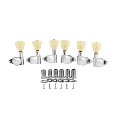 KAISH Chrome 3+3 Locking Tuners 21:1 Locking Tuning Machines Locking Tuning keys with Vintage Keystone Buttons for USA LP/Les Paul/SG/ES/Acoustic Guitars image 1