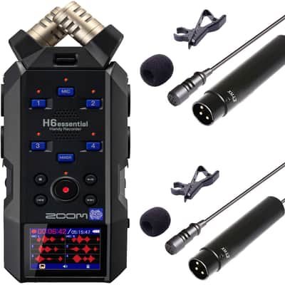 Zoom H6essential 6-Track 32-Bit Float Portable Audio Recorder + Vidpro Professional Wired XLR Lavalier Microphone XM-L2 for Pro Audio Equipment with XLR Input image 1