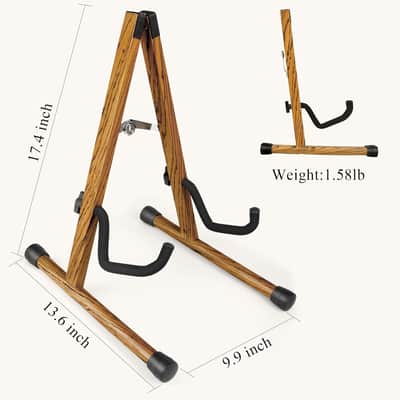 Electric Guitar Stand, Bass Guitar Stand, A Frame Wooden Floor Stand for Bass, Electric Guitar with Soft foam and Non-slip Base Rubber, Electric Guitar Bass Stand for Studio, Living Room image 2