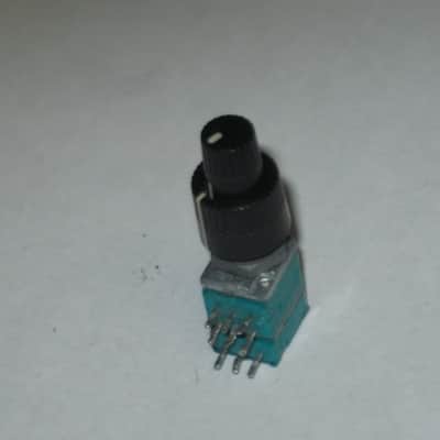 used (is fine & works) Boss MIDDLE / MID FREQ potentiometer [ upper part : 50 30C 04 5F / lower part: 10 4w 04 5F ] + nut and two piece knob (controls) taken off of MT-2 Metal Zone (pedal NOT included) 2000s / 2010 (teal rectangle shape, stacked) image 7