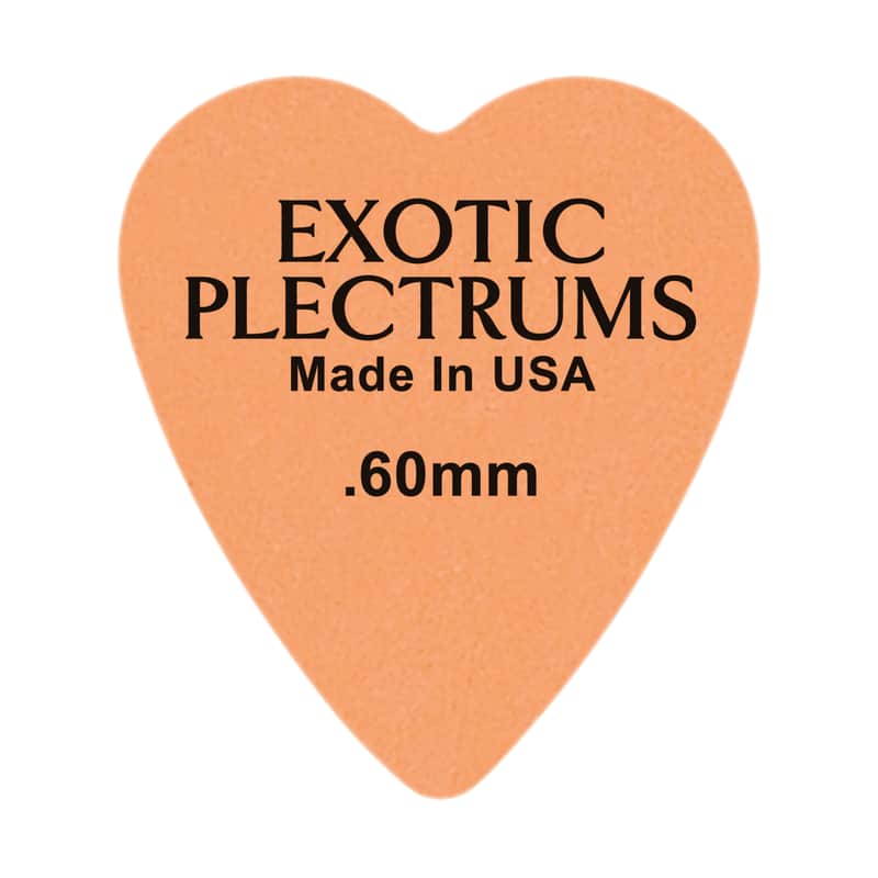 Exotic Plectrums Delrin Orange Guitar Or Bass Pick - 0.60 mm Medium Light Gauge - Premium Made In USA - 323 Heart Shape - 1 Pack image 1
