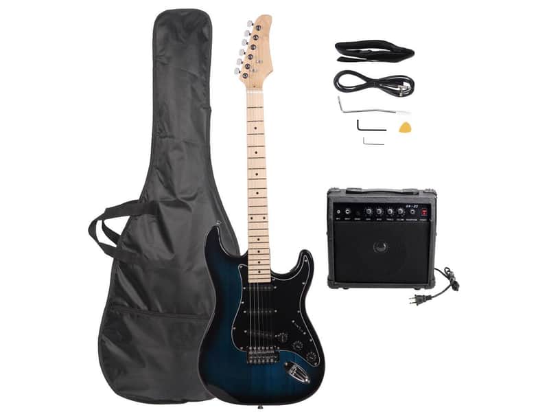 Ukscs Dark Blue Practice School Band Burning Fire Style Stylish Electric Guitar image 1