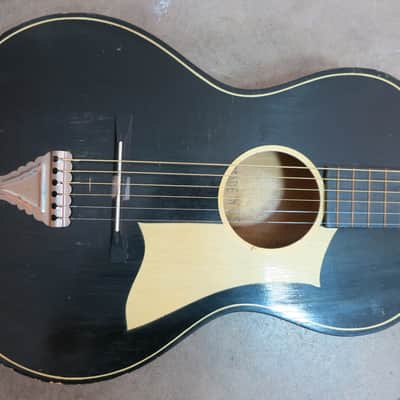 Vintage 1940s Superior Parlor Guitar Yellow Deco Art Stencil Oahu Regal Harmony image 2