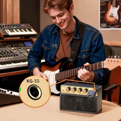 Mini Guitar Amp, 10W Electric Guitar Amplifier with Clean Drive Channel, 3.5mm Headphone/AUX Jack, 6H Work, USB-C Rechargeable Bluetooth Small Portable Amp for Indoor Practice Travel image 7