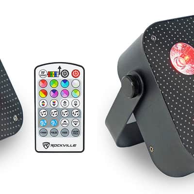 (2) Rockville MINI RF4 V2 Black DJ/Party Wash Lights+RF Remote+APP+Wireless DMX image 1