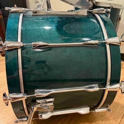 ~RARE!~ MIJ Yamaha Recording Custom 4-Piece 10/12/16/22 Drum Kit Set in Deep Aqua Stain Lacquer image 10