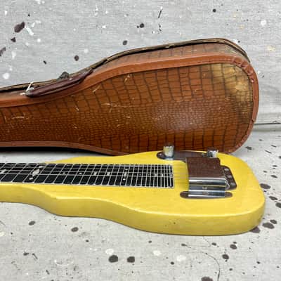 1953 Fender Champion Lap Steel Guitar 1950's -Yellow Pearloid w/ Original Case image 9