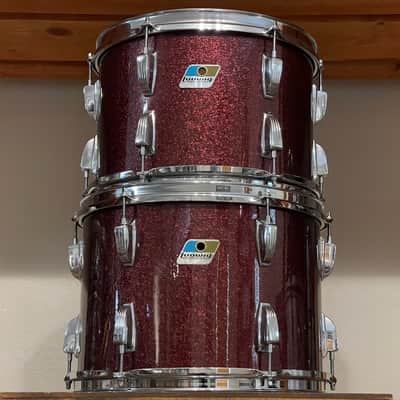 1970's Ludwig 3-Ply Burgundy Sparkle 15x26 13/14/16/18/26 Drum Kit Re-Wrap image 12