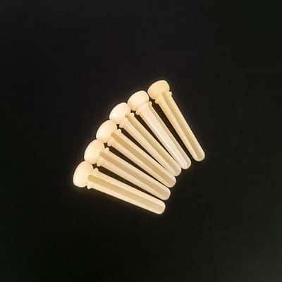 6x Acoustic Guitar Bridge Pins Real Bone with Brass Ring – Replacement Bridge Pins for Folk Guitar image 2