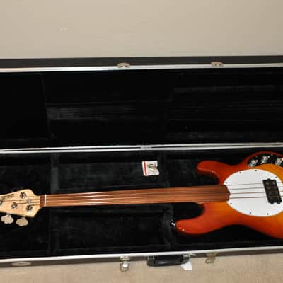 Music Man Stingray Fretless Bass Guitar- Orange Burst image 12