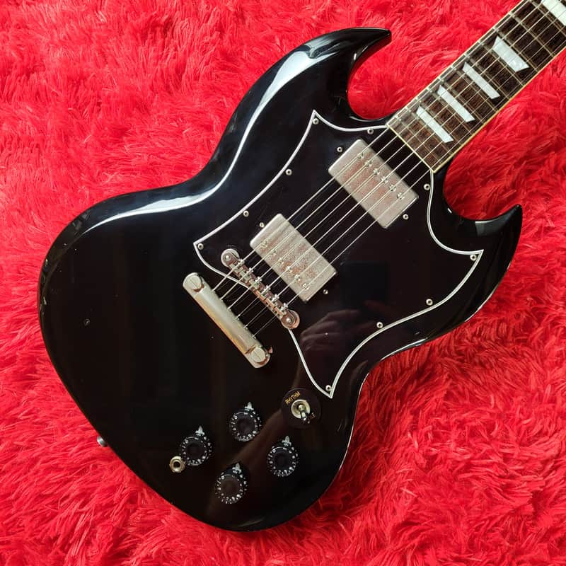 Super Rare Burny SG-75 AY Angus Young from AC/DC Artist Model - SG Standard - 1983 - Black - Made in Japan by Kasuga (Navigator & Heerby) MIJ image 1