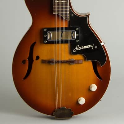 Harmony  H-35 Hollow Body Electric Mandolin (1970), ser. #1979H35, black gig bag case. image 3