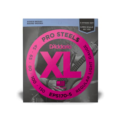 D'Addario - EPS170-5 - XL Prosteels - 5-String Bass Guitar String Set - Regular Light - Long Scale - 45-130 (EPS170-5) image 1