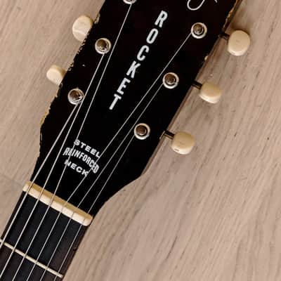 1963 Harmony Rocket H54 Vintage Electric Guitar Sunburst w/ DeArmond Gold Foils image 4