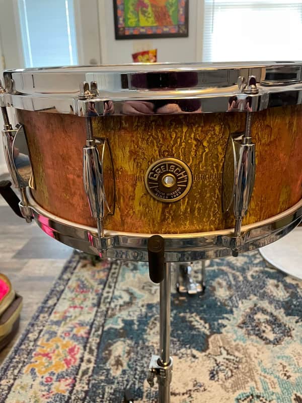Gretsch GAS5514-KC Keith Carlock Signature 5.5x14" Brass Snare Drum 2021 - Vintage Patina image 1