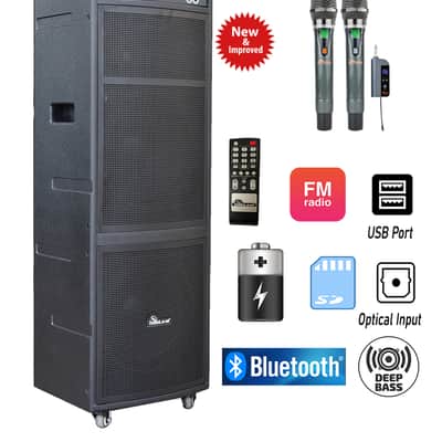 Opened Box | IPSDJ07II Portable Rechargeable Bluetooth Karaoke Speaker w/ Dual Wireless Mics, Multi Effect Light image 2