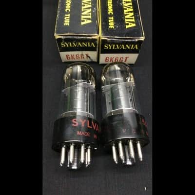 NOS Matched Pair SYLVANIA 6K6GT Vintage Amplifier Vacuum Tubes TESTED F.9690 image 2