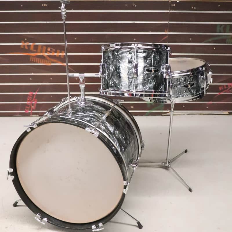 Stewart 3pc Drum Set Kit Black Pearl Vintage 1960's MIJ image 1