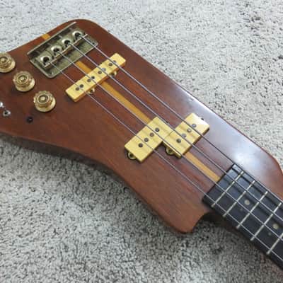 Vintage 1980s Austin Hatchet Wedge Travel Bass Guitar Natural Stained Body Rare image 3
