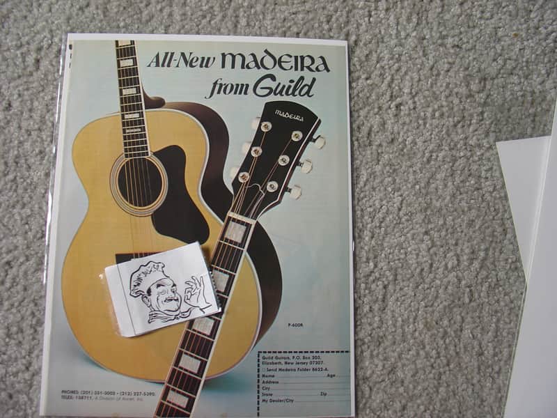 Vintage Advertisement for Guild/Madeira Acoustic Guitars 1970's image 1