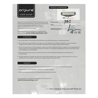 OriPure Hot Dual Rail Humbucker Alnico 5 ST Guitar Pickup Black Neck Pickup 6.2K image 6