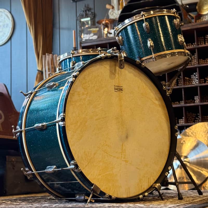 VINTAGE 1950's Slingerland JR Outfit in Blue Sparkle - 12x22, 8x12, 5.5x14